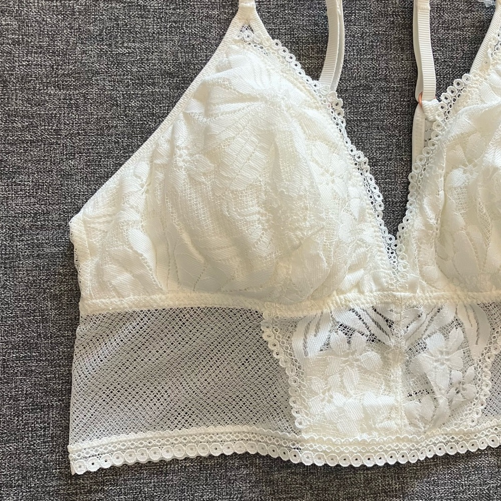 ✨4.99 SHIP✨ NWT Aerie Hibiscus Lace Padded Longline Bralette Floral Bra M - Picture 6 of 10